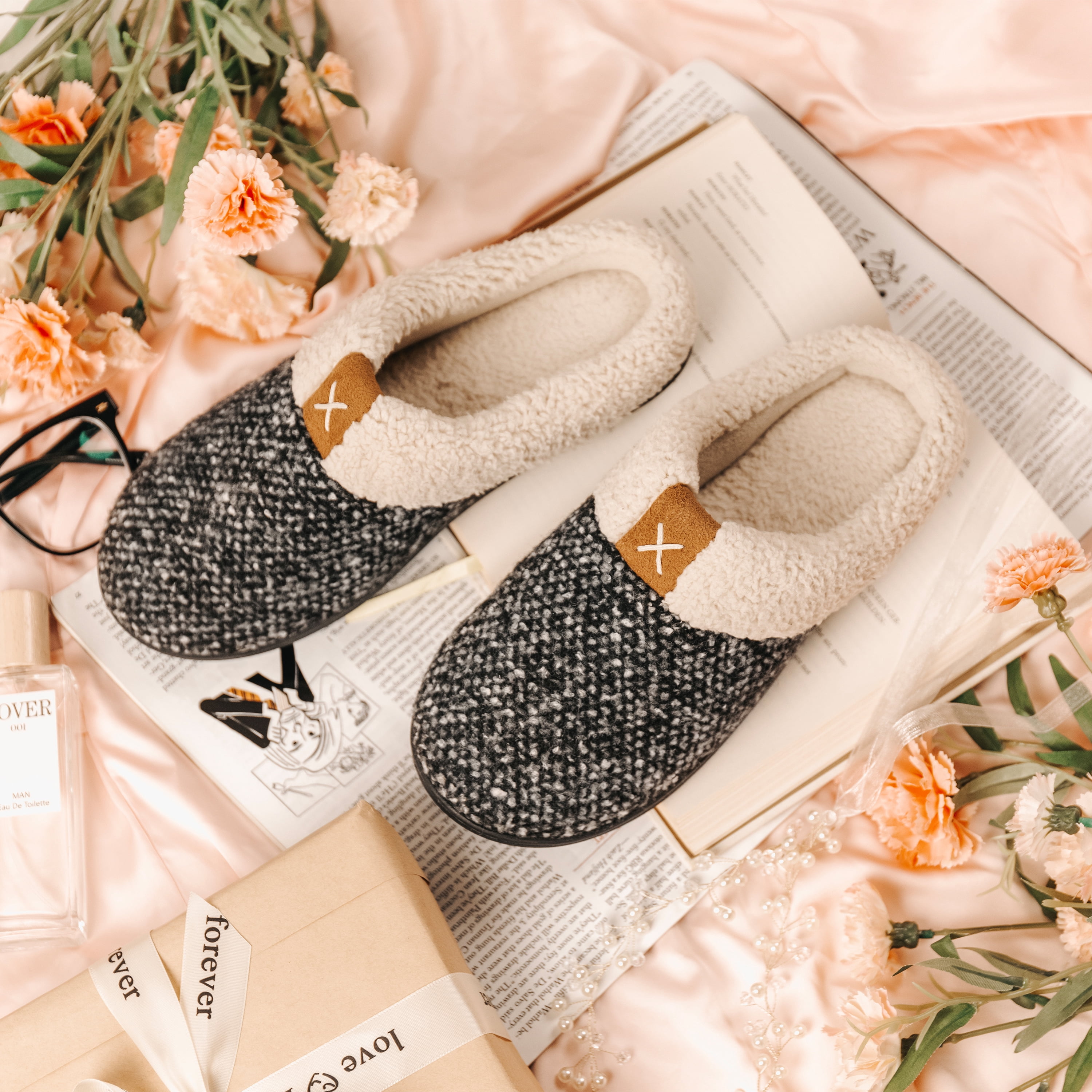 RockDove Women's Knit Sherpa Lined Slipper