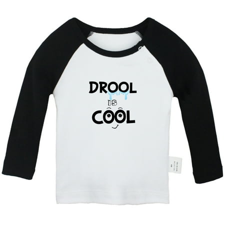 

iDzn Drool is Cool Funny T shirt For Baby Newborn Babies T-shirts Infant Tops 0-24M Kids Graphic Tees Clothing (Long Black Raglan T-shirt 6-12 Months)