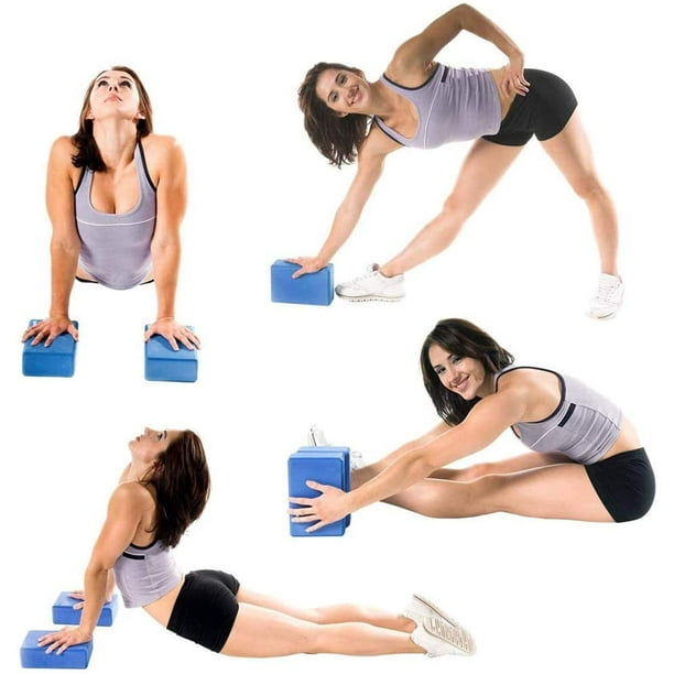 Yoga Block and Yoga Strap Set EVA Foam Soft Non- Yoga Blocks Universal  Stretching and Workouts Black 