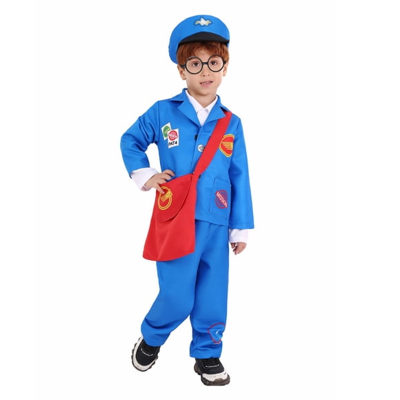 Yingyy Cloth Career Day Blue Postman Costume Clothing Pack: For Boys Girls Halloween Halloween New Blue Postman