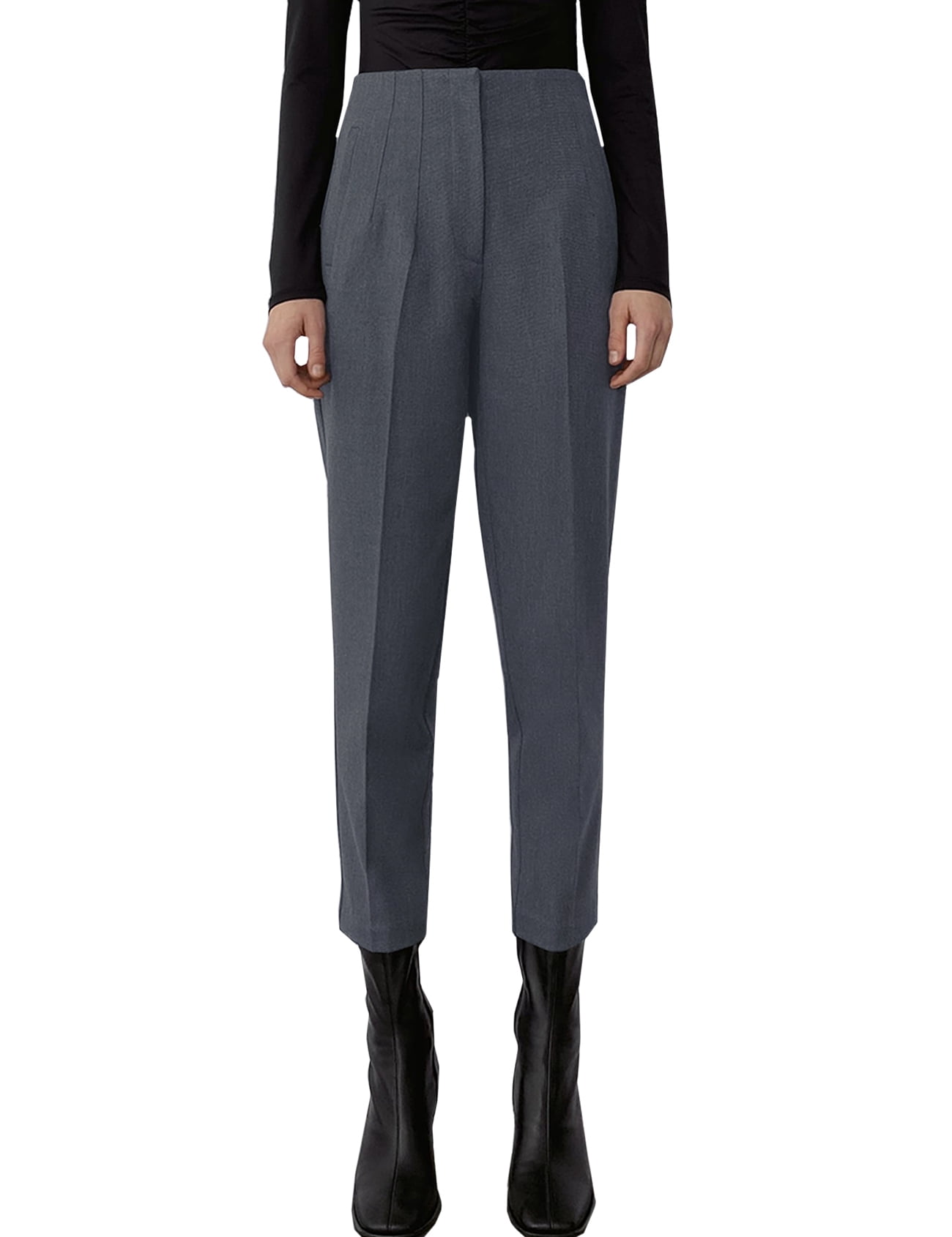 Mumubreal Women's High Waisted Dress Pants Work Business Casual Slacks Tapered Ankle Pants with