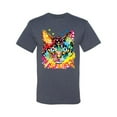 thumbnail image 2 of Wild Bobby Dean Russo Colorful Blue Eyes Cat Cat Lover Men Graphic Tee, Vintage Heather Blue, Large, 2 of 5