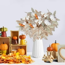 Artificial Neutral Fall Maple Leaves Branches 12 Inches Fall Faux Fake Autumn Leaves Cozy Pumpkin Branch for Harvest Decoration Farmhouse Neutral Fall Decor Porch Table Centerpieces
