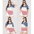 thumbnail image 4 of TIYOMI Plus Size 4th of July Tops Star Short Sleeve Shirts For Women 5X Color Block V Neck Tops American Flag Pullover Summer Casual Loose Fit T-Shirt 5XL 26W 28W, 4 of 7