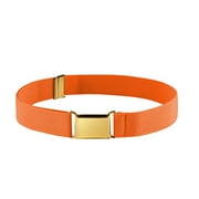 FIT RITE Kids Elastic Adjustable Stretch Belt With Gold Square Buckle (Orange)