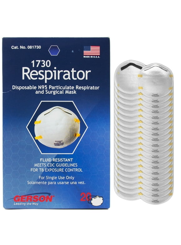 NIOSH Approved Gerson 1730 N95 FDA Surgical Respirator Mask (20 box)