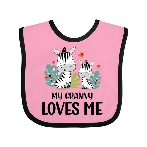 Inktastic Zebra My Granny Loves Me Boys or Girls Baby Bib