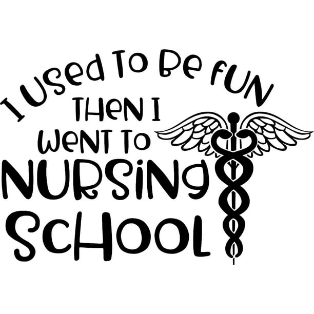 I Used To Be Fun Then I Went To Nursing School Funny Nurse Wall Decals for  Walls Peel and Stick wall art murals Black Medium 18 Inch 