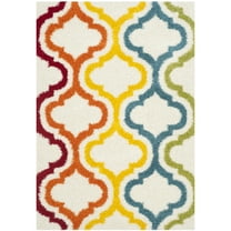 SAFAVIEH Eirann Geometric Quatrefoil Kids Shag Area Rug, Ivory/Multi, 4' x 6'