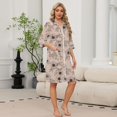 thumbnail image 2 of Zipper Robes for Women Lightweight Soft Summer Housecoats for Women Zipper Front 3/4 Sleeve Knee Length Daisy Printed Fashion Pajama Sleepwear with Pockets Brown S, 2 of 8