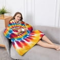 thumbnail image 5 of Oversized Wearable Blanket Hoodie,Colorful Rainbow Tie Dye Spiral Pattern Sherpa Blanket Hoodie with Super Pockets,Super Warm Fuzzy Pullover for Women & Men, 5 of 6