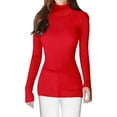 thumbnail image 2 of GDREDA Women's Turtleneck Ribbed Sweaters Cute Sexy Knitted Warm Fitted Sweater Red,XXL, 2 of 9