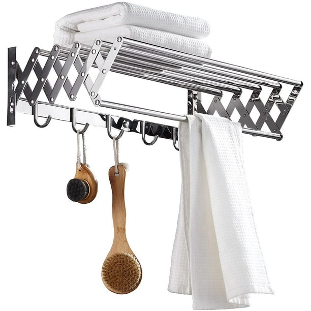 Étendoir à linge et serviettes avec crochets pour Douche, Accessoires  salle de bain