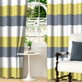 thumbnail image 3 of Lfeey Stripe Room Blackout Window Curtains, Drapes for Bedroom Living Room Kitchen Thermal Insulated 2 Panels, Yellow, 42x63 inch, 3 of 6