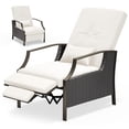 thumbnail image 4 of JUSTLET Outdoor Recliner Chair, Reclining Patio Lounge Chair with Thickness Cushion, Adjustable Footrest and Back, PE Wicker Chair for Indoor Outdoor Balcony Porch, Beige, 4 of 9