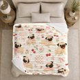 thumbnail image 5 of Playful Pug Pattern Cherries Pink Bows Whimsical Canine, Playful Pet Portrait Pattern, Warm Flannel Blanket for Living Room and Bedroom, Dog Lovers Just Because Gift, Pet Lover Home Decor, 5 of 9