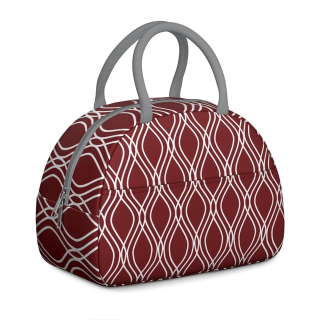 Geometric Plaid Lunch Tote – Abstract and Moroccan-Inspired Checkered Pattern, Insulated and Reusable Lunch Box with Fashionable Flair