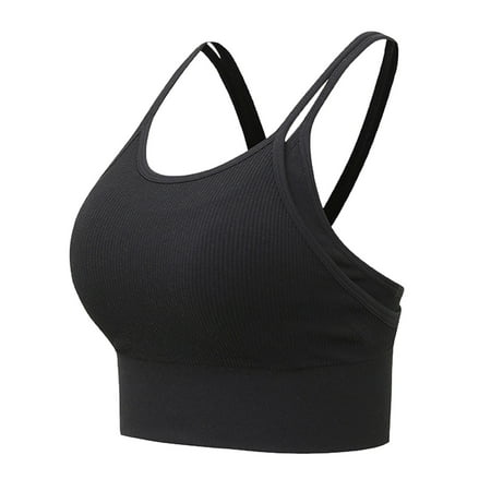 oqasdz Women Bras Crisscross Back Padded Racerback Crop Workout Yoga Gym Tank Top Stylish Bralette Sports Bra