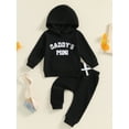 thumbnail image 2 of Baby Toddler Boy Fall Hooded Clothing Set 0 6 12 18 24 Months 2T 3T Letter Embroidery Long Sleeve Hoodie and Elastic Sweatpants 2 Piece Outfits, 2 of 9