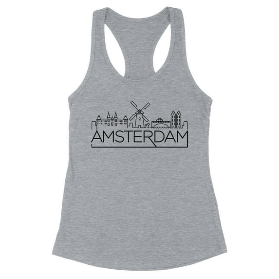 Skyline Amsterdam Tank Top Fitted Racerback Women's Medium Heather Grey