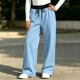 thumbnail image 5 of nerohusy Sweatpants for Girl Elastic High Waisted Drawstring Pants Casual Color Block Straight Wide Leg Pants with Pockets 11-12 Years, 5 of 7