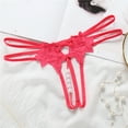 thumbnail image 2 of Gibobby Tangas de mujer sexy para sexo Día de San Valentín Tanga de encaje floral para mujer Bragas Cintura No Show Bow T Back Ropa interior ajustable para mujer(Rojo de la sandía, Talla única), 2 of 3