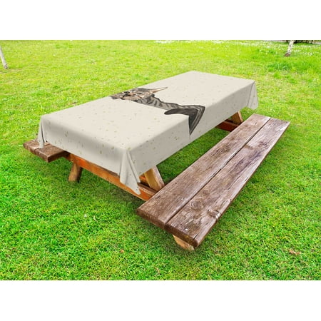 

Cat Outdoor Tablecloth Lazy Sleepy Cat Figure in Earth Tones Cute Furry Mascot Indoor Pet Art Illustration Decorative Washable Fabric Picnic Table Cloth 58 X 84 Inches Grey Beige by Ambesonne