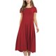thumbnail image 2 of Vestido acampanado Vintage para mujer, moda informal, liso, manga corta, cuello redondo, plisado, ajustado, Sexy para mujer Pompotops  ghjkhdj12962, 2 of 5