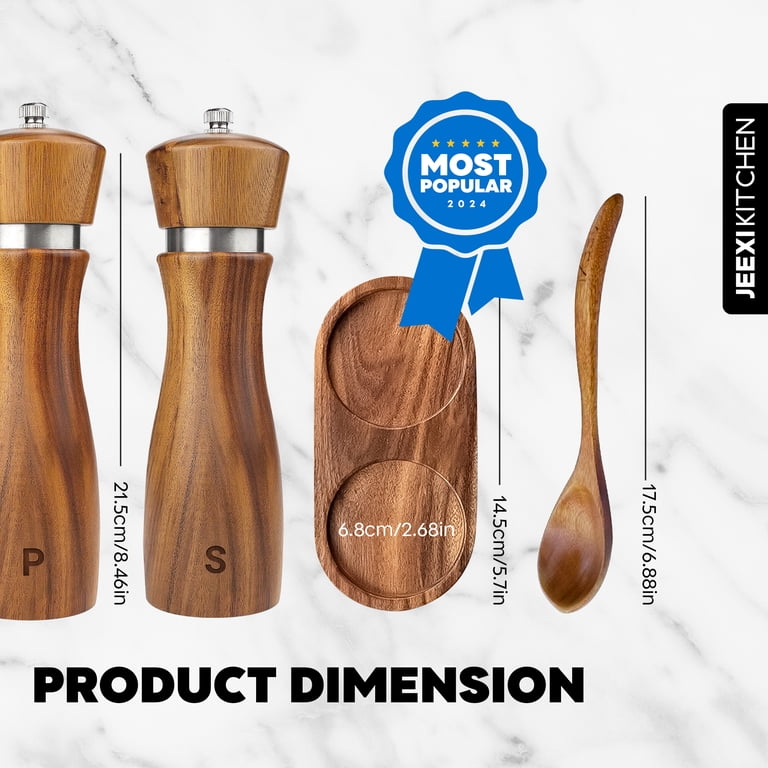 JEEXI Acacia Wood Salt and Pepper Grinder Set photo 6