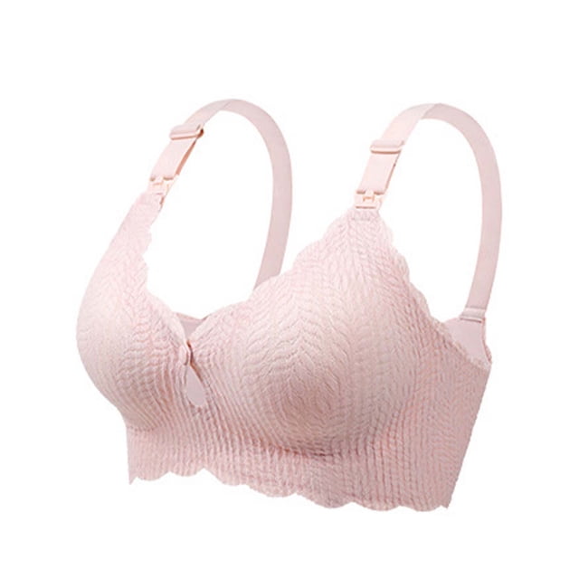 PEASKJP Women's Smoothing Bra Full Coverage Lace Plus Size Compression Unlined Bras with Underwire, Pink XXXXL