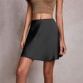 thumbnail image 2 of jtjvou Women's Satin Mini Skirt High Waist Lace Trim Slip Skirt Elegant Silky A-Line Skirt for Daily & Party Black L, 2 of 8