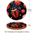 thumbnail image 3 of Seven Starred Ladybird 6PCS Round Coasters, Microfiber Leather Drink Coasters Set of 6, 11x11 cm/4.3x4.3 in Coaster for Drinks, Heat Cup Coasters, Table Coasters for Home and Office, 3 of 6