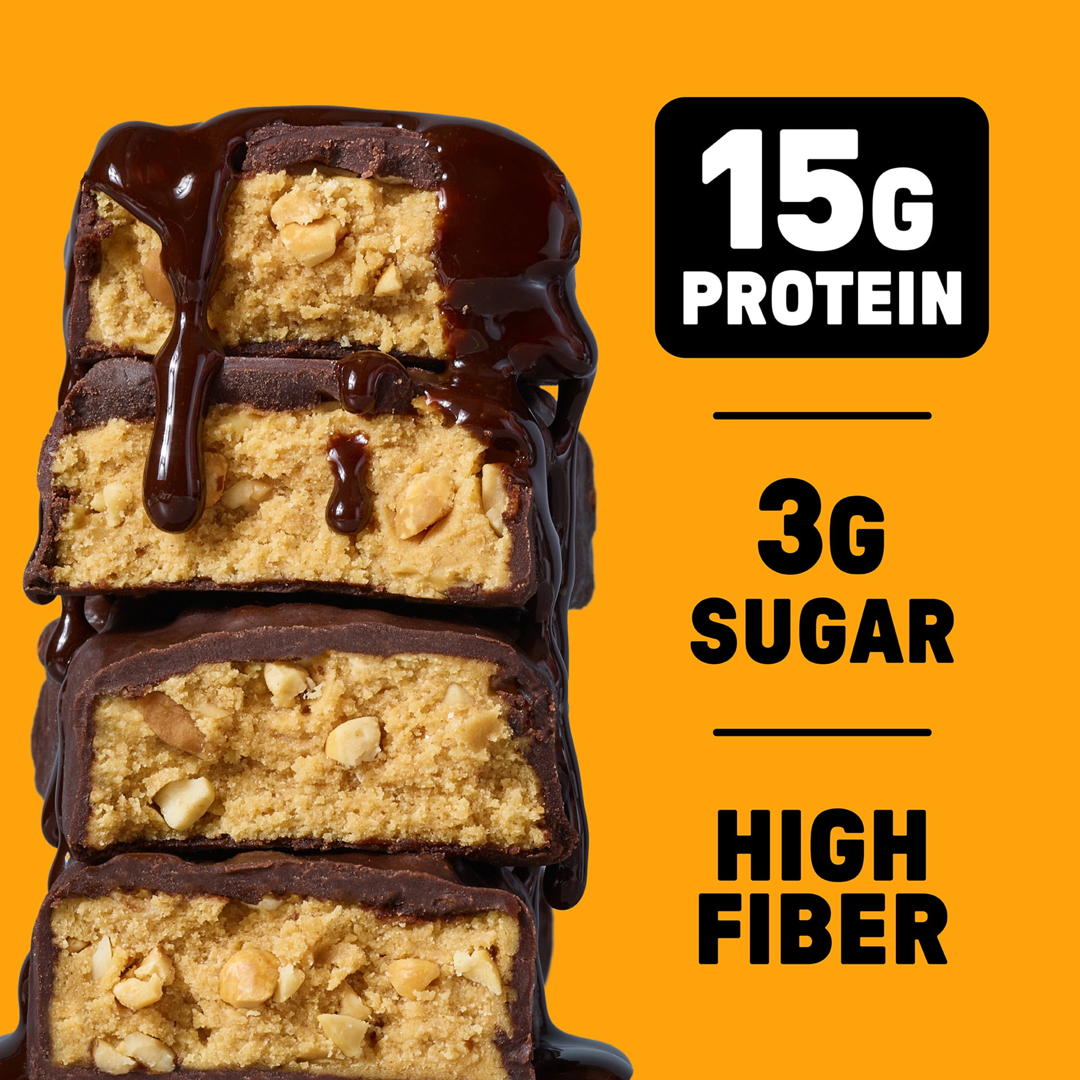 JUNKLESS Peanut Butter Chocolate Protein Bar, 15 g Protein, High Fiber, Gluten Free, 1.9 oz, 4 Count
