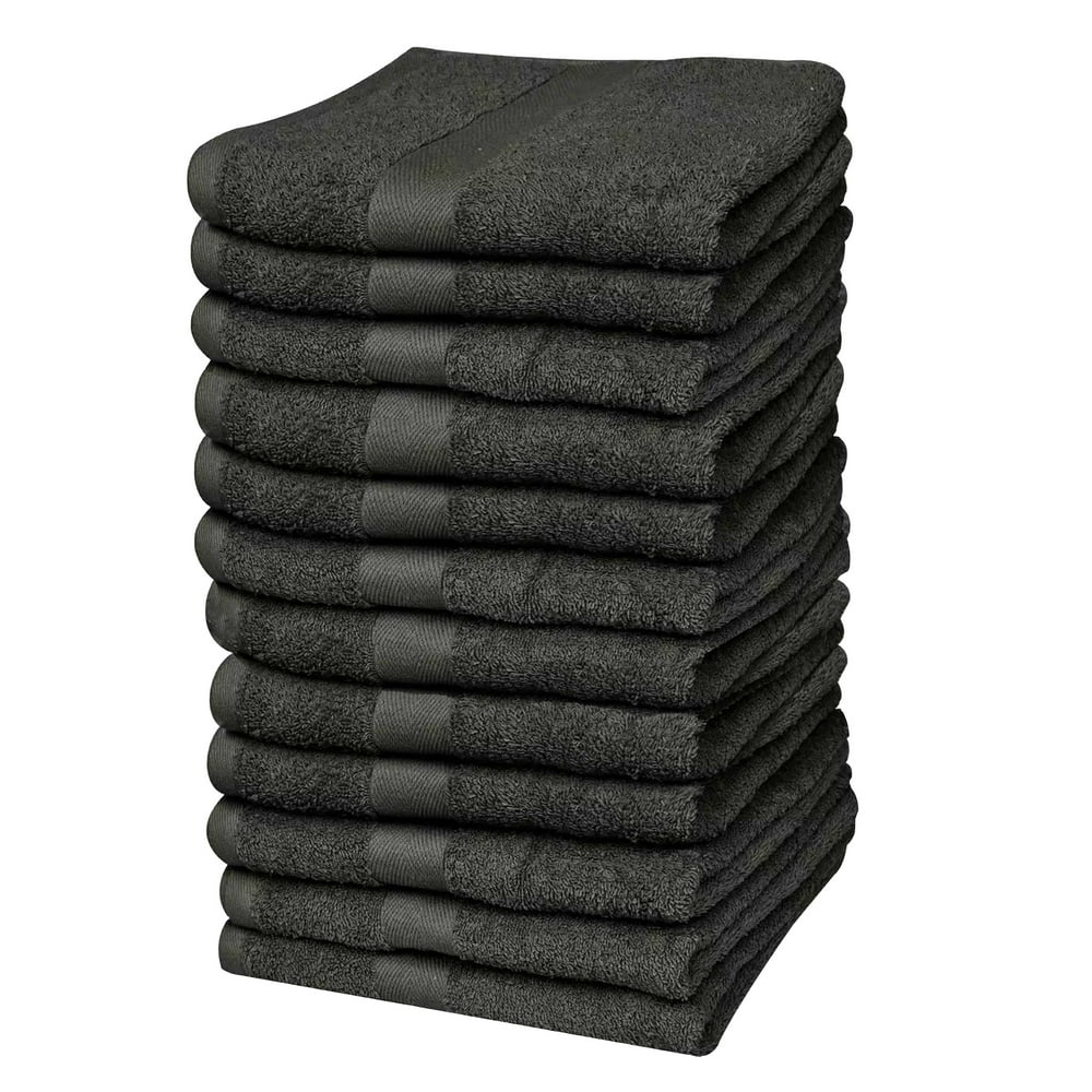 Hand Towels24 PackBlack, Super Absorbent Ring spun, 100 Cotton,(Size