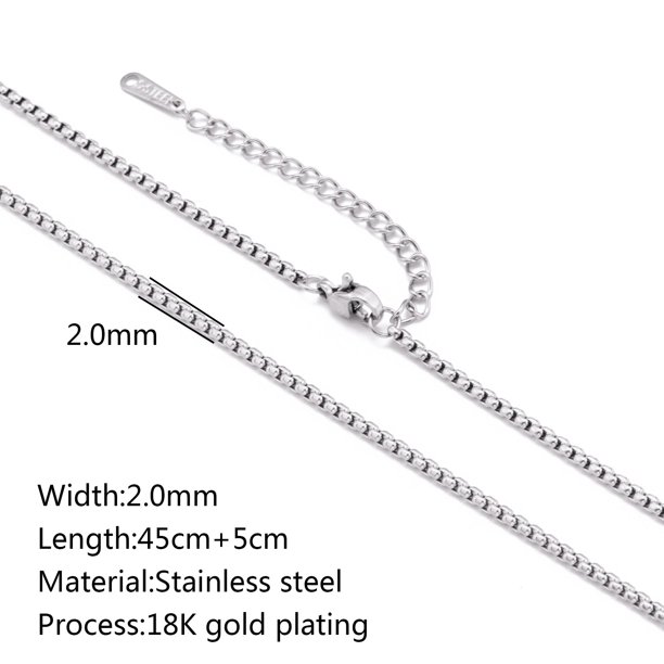 Collar de acero inoxidable Chapado en PVD, 5 piezas, 18K, Cruz de Cuba O ondulación, cadena trenzada, 45CM, cadena ajustable, DIY, venta al por mayor