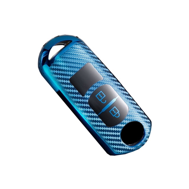 Sidaley Llavero de fibra de carbono para coche, repuesto de Color sólido de TPU, Flexible, 1:1, a prueba de golpes, decorativo, a prueba de Automoción decorativa y accesorios Azul 2 clave
