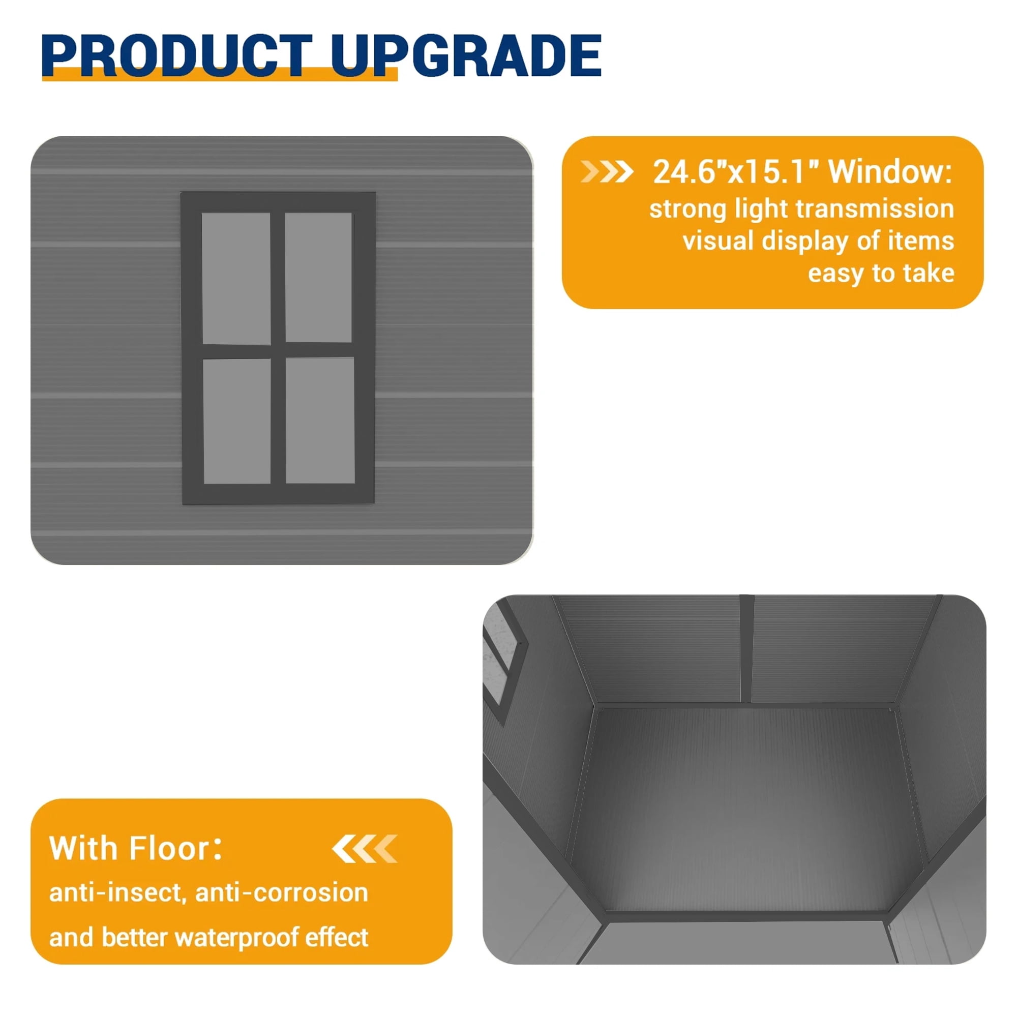 MRUAKA Storage Shed 5×3 FT, Resin Sheds & Plastic Outdoor Storage with Floor Outdoors Garden Tool Shed Tuff Outside Patio Shed with Lockable Door for Bike,Dark Gray,