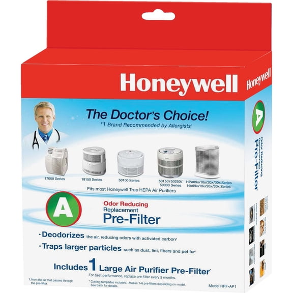 Genuine Honeywell HRF-AP1C Household Gas & Odour Reducing Activated Carbon Replacement Pre-Filter (A) for Air Purifiers