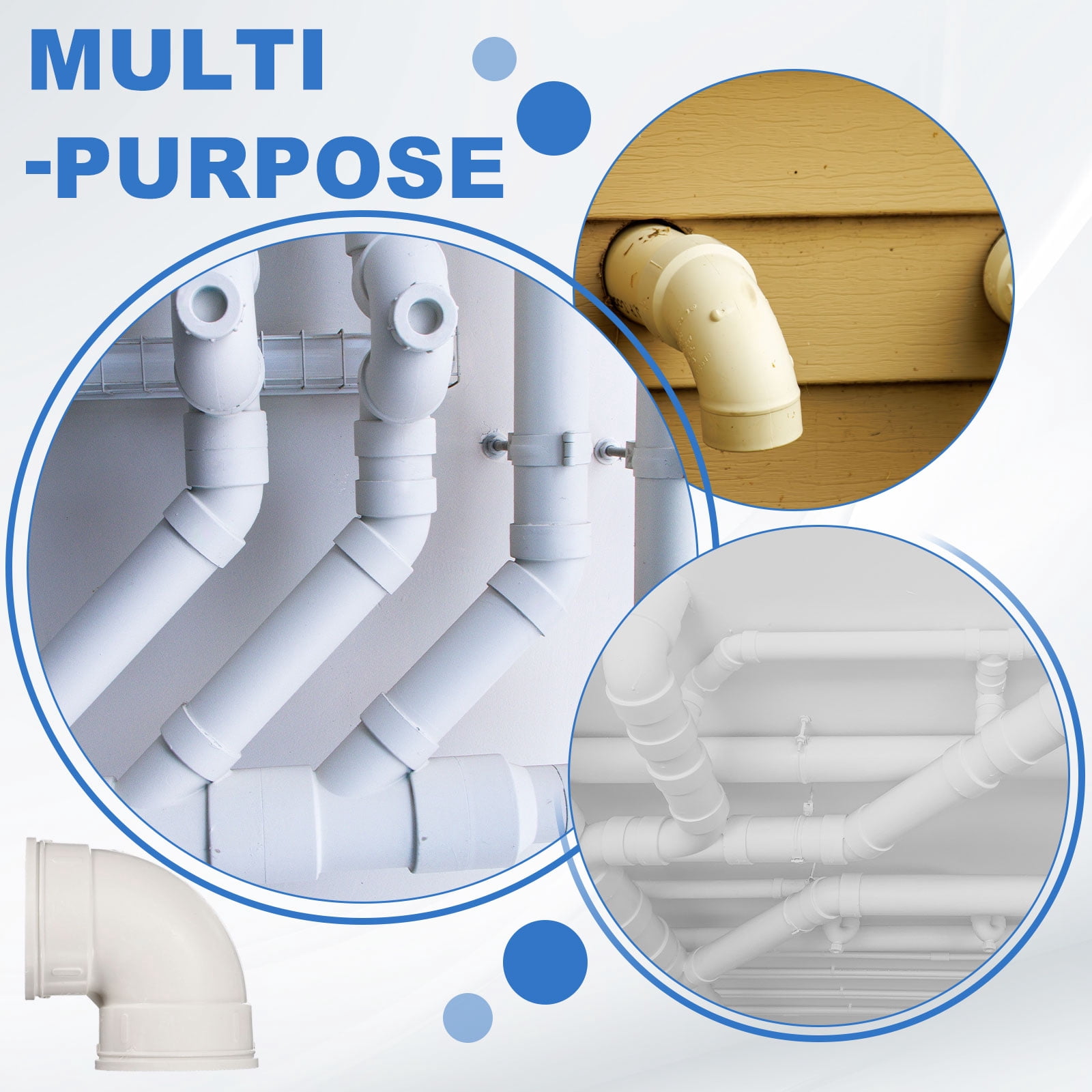 Uxcell Plastic 90 Degree Elbow (6" / 160mm ID, White) - Round Plastic Duct Coupler Pipe Connector Coupling Adapter Fitting, Fits Air Ventilation Exhaust Drain Waste Vent DWV Systems