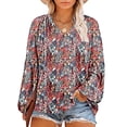 thumbnail image 1 of Blusa Eytino para mujer, talla grande, verano, manga larga, cuello en V, 4 veces, negra, 1 of 6