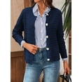 thumbnail image 4 of Women's Casual Work Cardigan Sweater, Cropped Button Down Textured Knit Top, Versatile Crew Neck Jacket for Office & Daily Wear, 4 of 7
