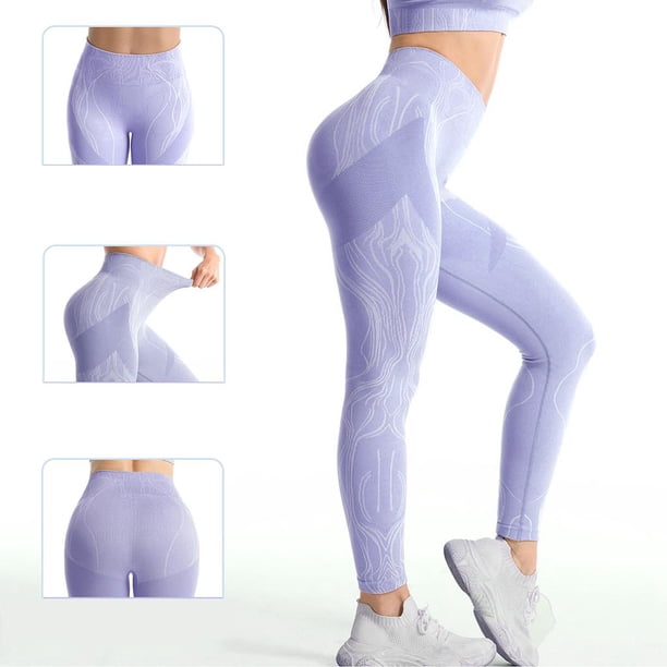 Mallas de compresión, pantalones de yoga capris sin costuras de alto para mujer, mallas deportivas para con quemador de grasa opresor de Azul M Soledad Pantalones de yoga de compresión