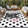 thumbnail image 2 of Black Easter Outdoor Rug for Patio/Deck/Porch, Non-Slip Large Area Rug 5 x 8 Ft, Spring Modern Cute Bunny Polka Dot Indoor Outdoor Rugs Washable Area Rugs, Reversible Camping Rug Carpet Runner, 2 of 8