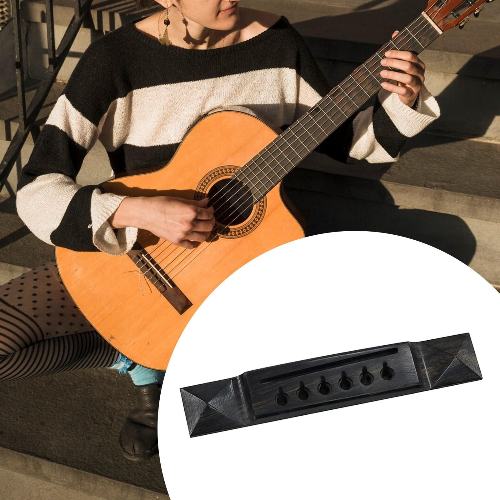 QSTDGVPW Acoustic Guitar Bridge Wood Universal Pyramid Saddle Musical Instrument Part for A Ebony