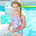 thumbnail image 6 of GYRATEDREAM Girls One Piece Swimsuits Gradient Bathing Suit for Kids Girls Ruffle Swimwear 5-12 Years, 6 of 11