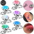 thumbnail image 3 of 14G Opal Dermal Anchor Top with Base G23 Titanium Internally Threaded Microdermals Body Piercings Studs Surface Skin Piercing Body Jewelry for Women Men, 3 of 7