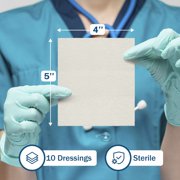 Tender Gentle Silver Calcium Alginate Wound Dressing 5 x 4 - 10 ct. Individually Wrapped, Non Stick, Sterile Highly Absorbent Dressings