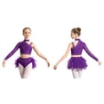 thumbnail image 3 of iiniim Girls Hip Hop Jazz Dance Outfits Rhinestones Crop Top and Ruffles Feather Skirt Set Purple 14, 3 of 7