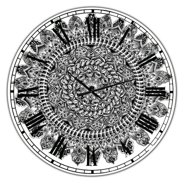 Designart « Mandala Dessin » Grande Horloge Murale Traditionnelle