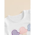 thumbnail image 6 of BemeyourBBs Toddler Baby Girl Summer Clothes Infant Baby Girls 2 Pieces Outfit Ice Cream Embroidery Short Sleeve T Shirt Tops Plaid Print Ruffled Shorts Set, 6 of 8